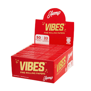 Vibes - Red King Size Slim Rolling Papers | 33pk Hemp Papers | Vibes