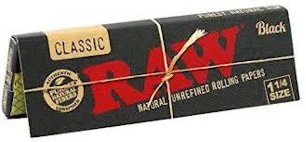 RAW Black Rolling Papers 1 1/4" 24ct