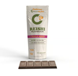 Embrace Community - Reishi Mushroom Triple Berry CBD:CBG Milk Chocolate Milk Bar - 50mg