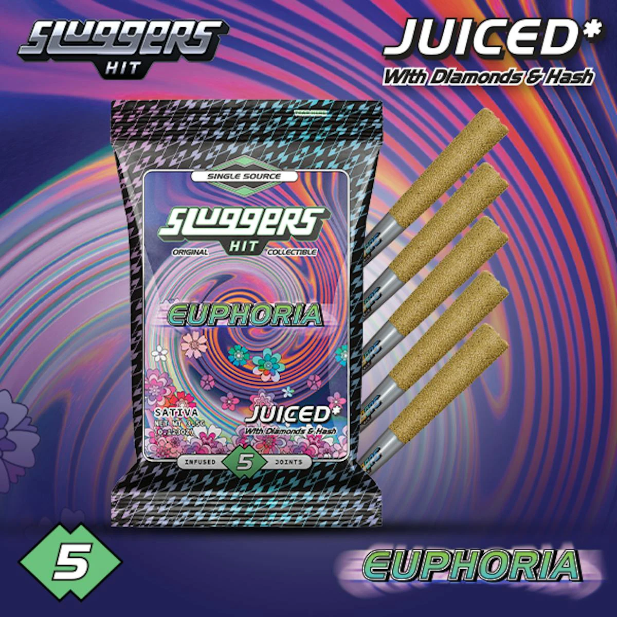 Sluggers Hit - Sluggers - Preroll - Infused - 5pk - Euphoria Main Image