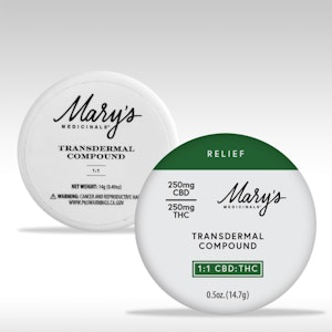 MARY'S MEDICINALS - Mary's Medicinals Relief Transdermal Compound - 1:1 CBD:THC 250mg