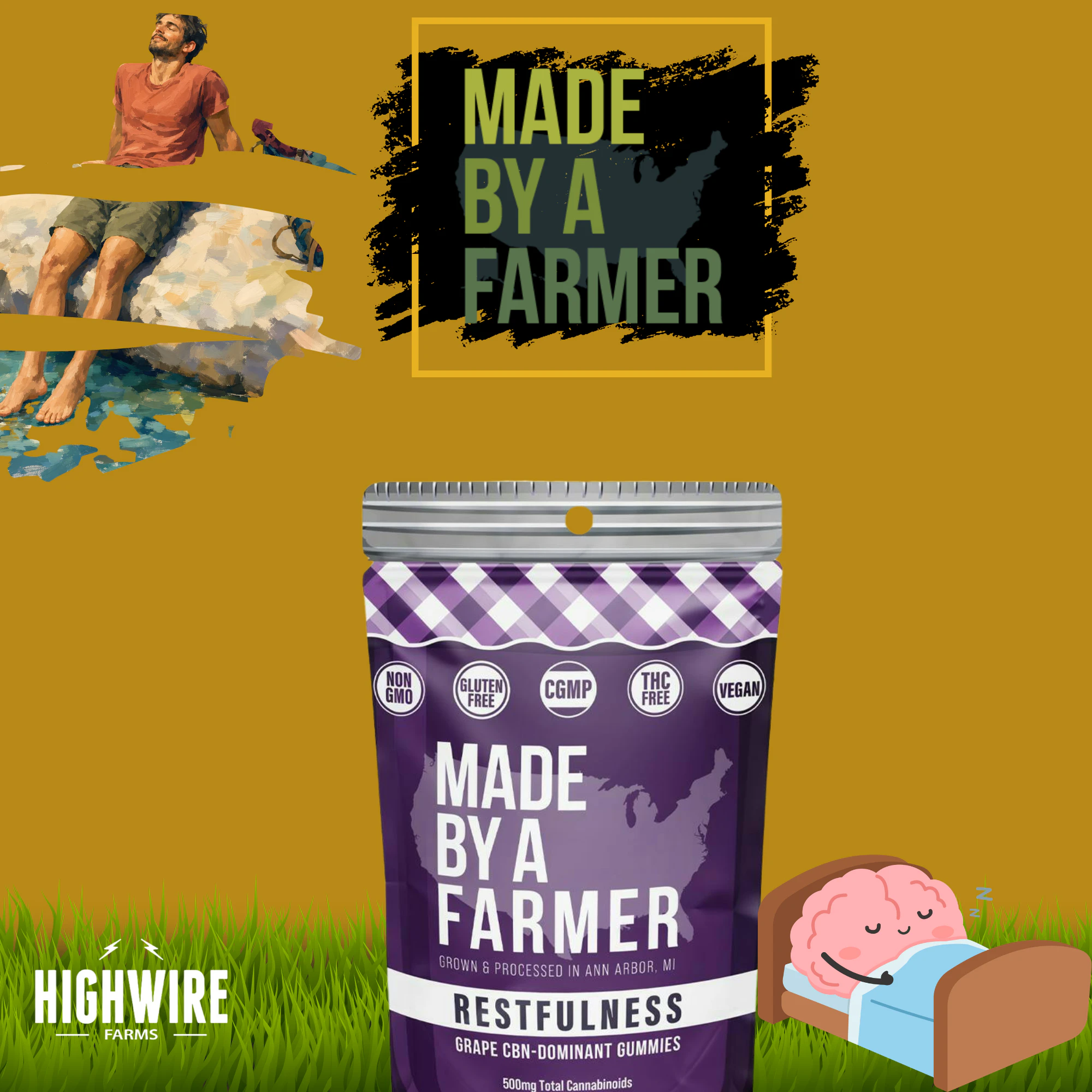 Made By A Farmer - Made By A Farmer Restfulness Gummies Grape CBD:CBN 500mg  Main Image