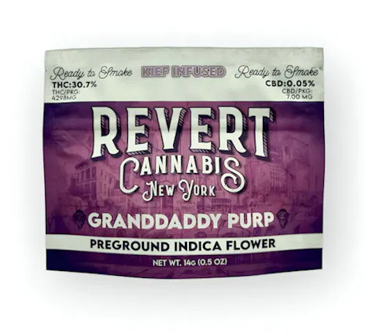 Revert - Granddaddy Purp -Indica- Kief Infused Pre-Ground Flower 14g | Revert    -cc10 FRONT