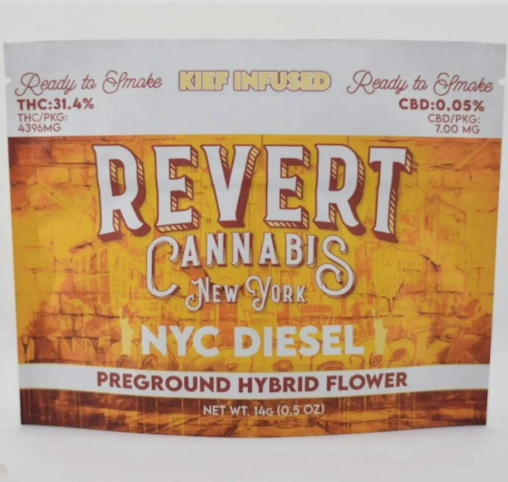 Revert - NYC Diesel -Hybrid- 31.40% THC | Kief Infused Pre-Ground Flower 14g | Revert     -y10 FRONT