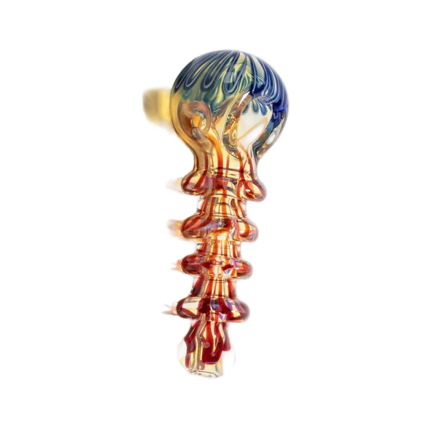 MJ WHOLESALE - 5" Ribbed Body Glass Pipe with Blue Swirl Bowl Main Image
