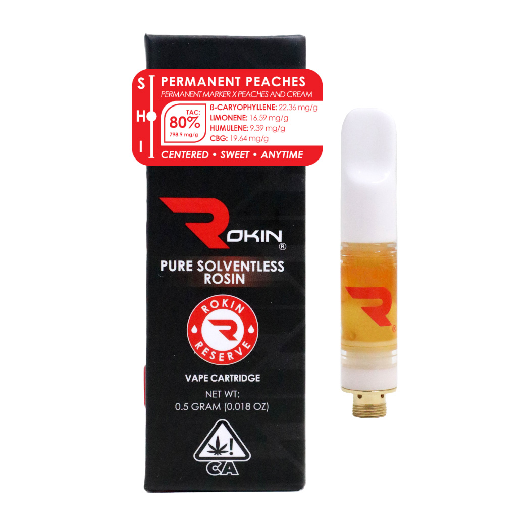 Rokin | Permanent Peaches | Solventless Rosin Cartridge | 0.5g