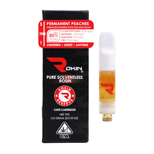 Rokin - Rokin | Permanent Peaches | Solventless Rosin Cartridge | 0.5g