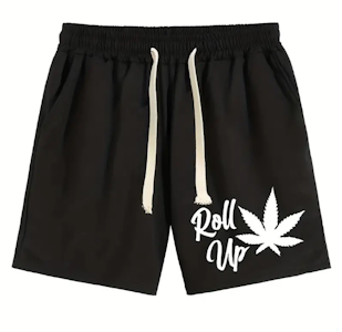 Amanda & Courtney CC - 'Roll Up'' Leaf Print, Men's Comfy Casual Drawstring Shorts