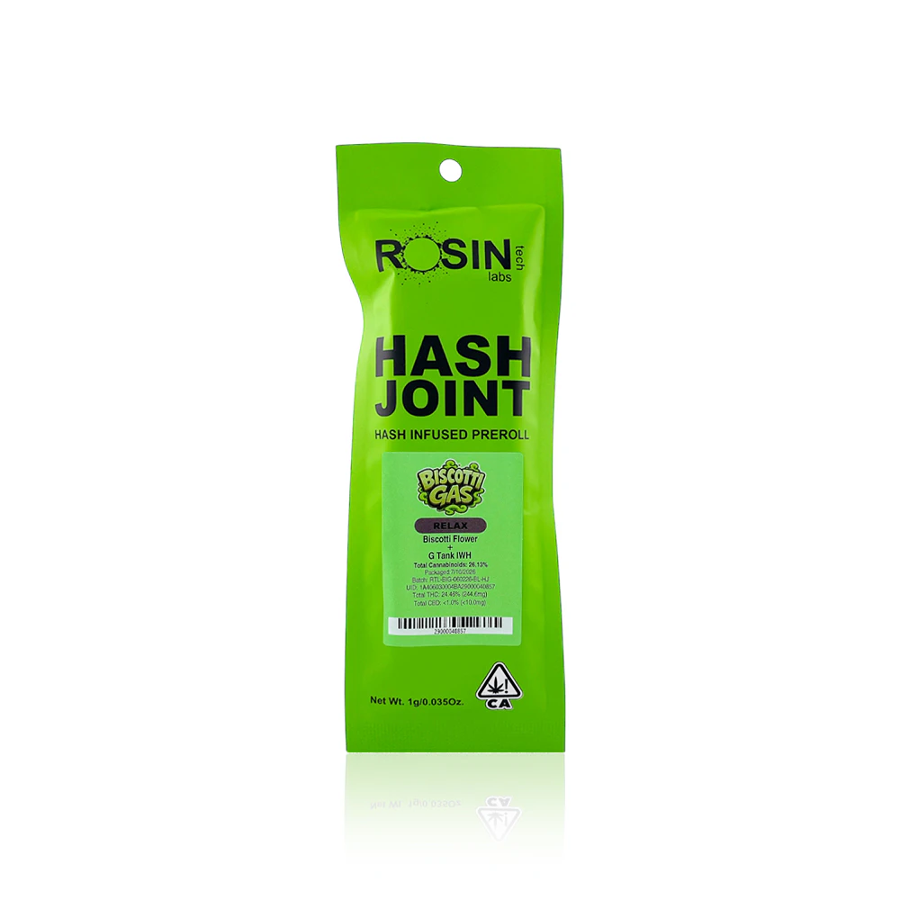 Rosin Tech Labs - ROSIN TECH LABS - Infused Preroll - Biscotti Gas - Hash - 1G Main Image