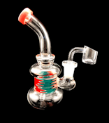 Glass - 6.5" Round Base Reverse Work Pink Water Pipe