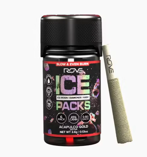 ROVE - Rove | Acapulco Gold | Ice Packs Rosin + Diamond + Hash Infused Pre-Rolls 6pk | 3.6g Main Image