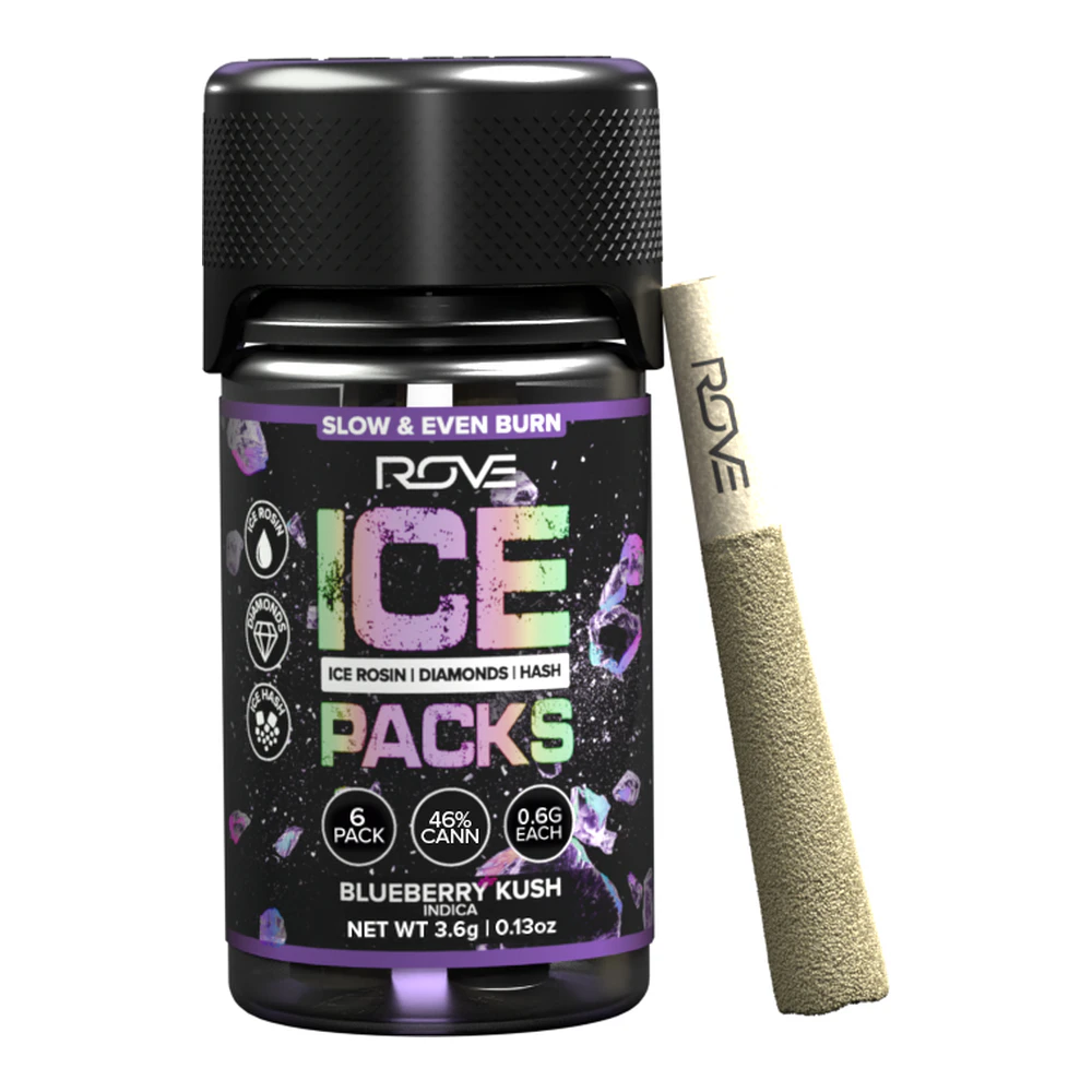 ROVE - Rove | Blueberry Kush | Ice Packs Rosin + Diamond + Hash Infused Pre-Rolls 6pk | 3.6g Main Image