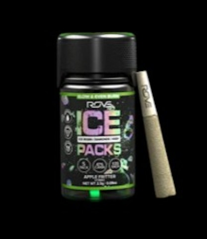 ROVE - Apple Fritter -Hybrid- 38.58% THC | Ice Pack Rosin, Diamond, Hash Infused, Pre-Roll 5pk 2.5g | Rove   -h7 front