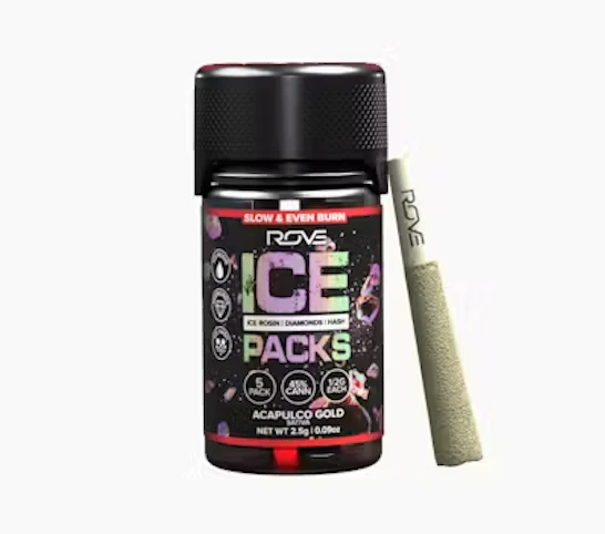 ROVE - Acapulco Gold -Sativa- (Pre-Roll) 5pk 2.5-gram Rosin, Diamond, Hash Infused | Rove       -i6 front