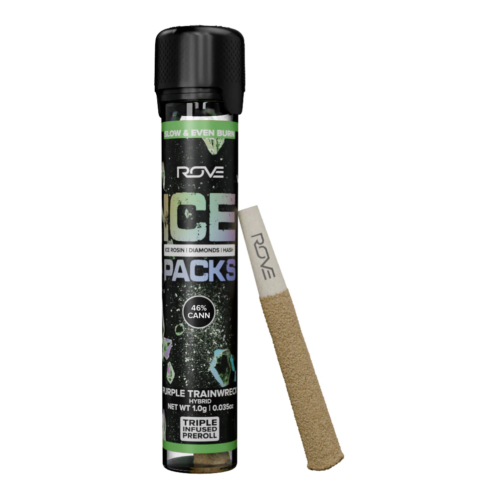 ROVE - Rove | Purple Trainwreck | Ice Pack Rosin, Diamond, Hash Infused Pre-Roll | 1g Main Image
