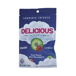 Delicious - Delicious Sour Power Kiwi Strawberry (Live Resin) (H) Edibles 100mg