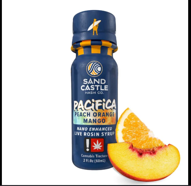 Sand Castle - Peach Orange Mango 250mg, Nano Enhance Live Rosin Syrup, Tincture, 2oz Main Image