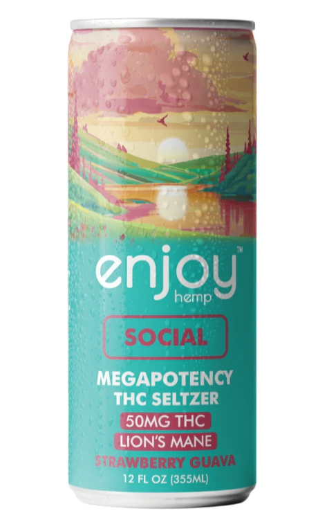 Enjoy Hemp Wellness - 50mg THC + Lion's Mane Strawberry Guava Seltzer for Social Main Image