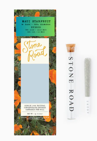 STONE ROAD - Maui Starfruit -Hybrid- 33.93% THC | 1g Diamond & Hash Infused (Pre-Roll) | Stone Road -P2 