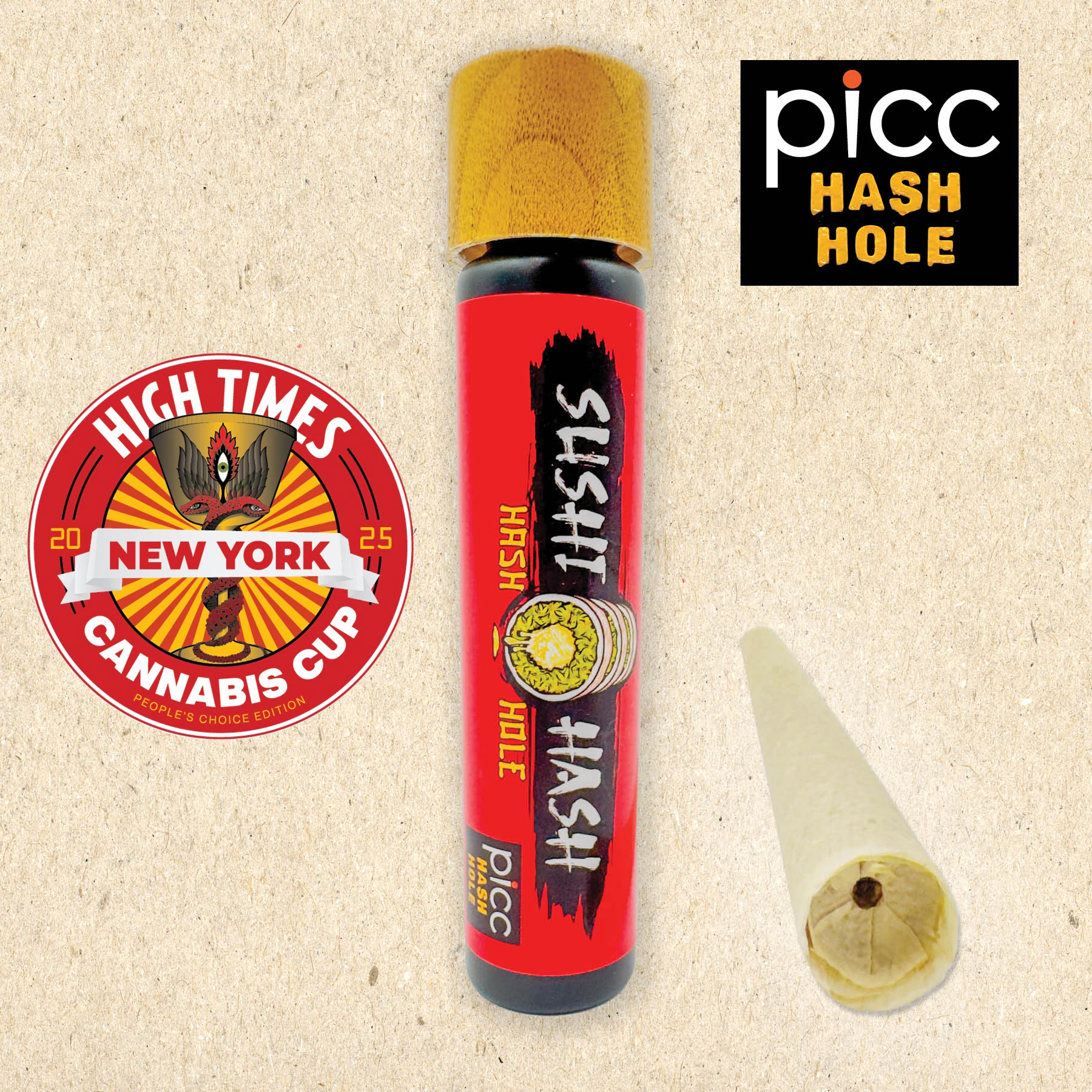 SUSHI HASH - Sushi Hash - Columbian Gold x Super Boof Hash Rosin - Infused Preroll - 1g Main Image