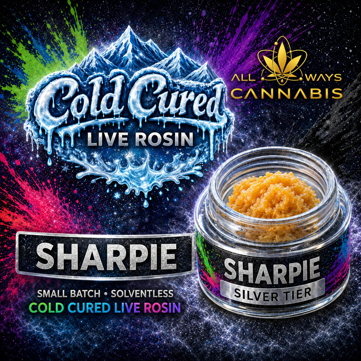 All Ways Aeroponics - All Ways Aeroponics - Sharpie (S) 1g Cold Cured Rosin Main Image