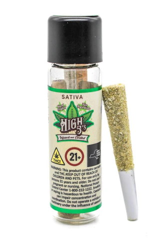 High 5's - Durban Poison x Blue Dream -41.8% THC | 0.8g Quanti-Infused Single (Infused Pre-Roll) | High 5's  -T10 BACK