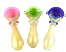 Glass - 5" Slime Head Single Ring Fumed Hand Pipe