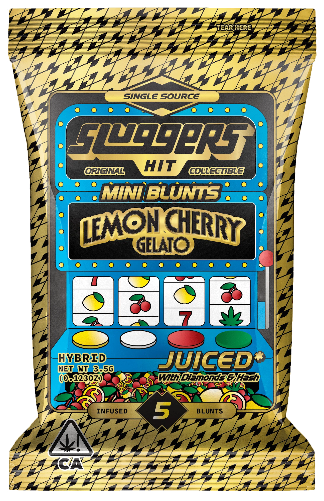 Sluggers | Mini Blunts | Lemon Cherry Gelato | Diamonds & Hash Infused | 5pk