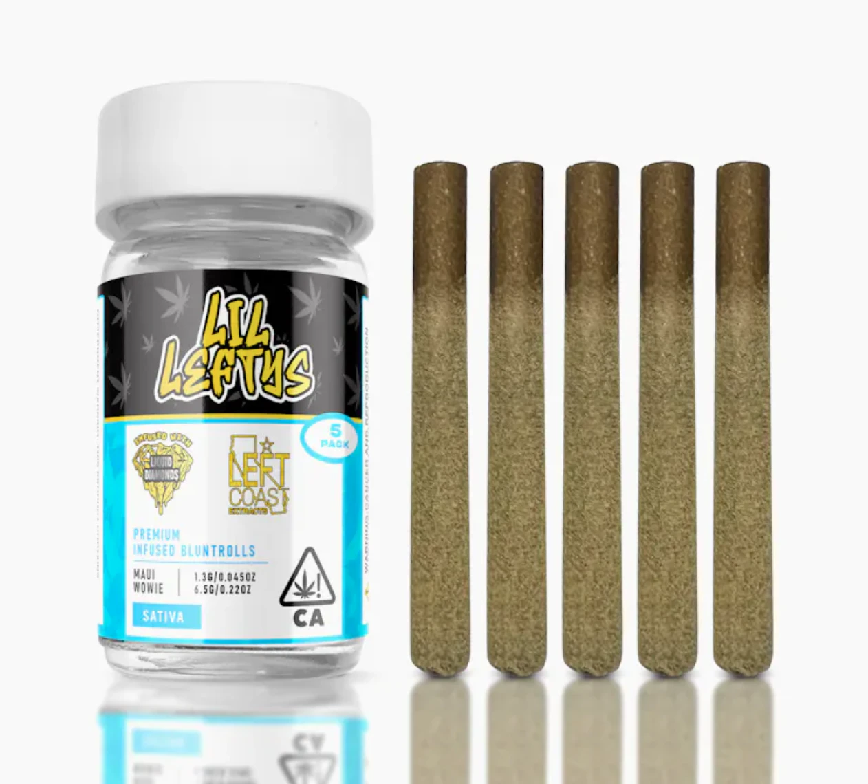 LIL LEFTY'S - Maui Wowie | Preroll Infused | 0.75g x 5pk | Lil Leftys Main Image