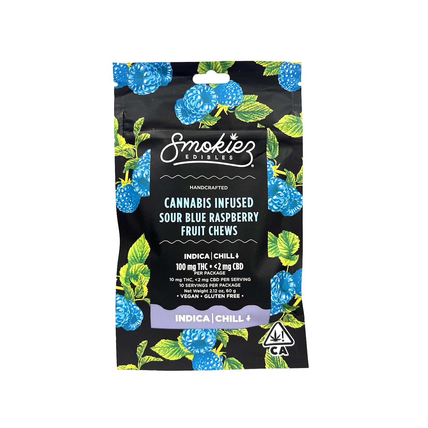 Smokiez Sour Blue Raspberry THC Fruit Chews 100mg