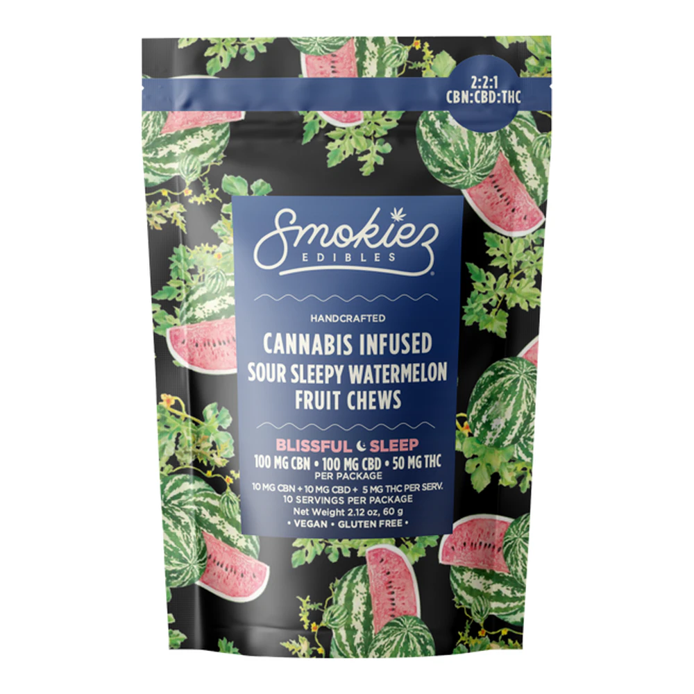 SMOKIEZ - Smokiez | Blissful Sleep Sour Sleepy Watermelon 2:2:1 | CBN:CBD:THC | Fruit Chews 10pk | 50mg Main Image