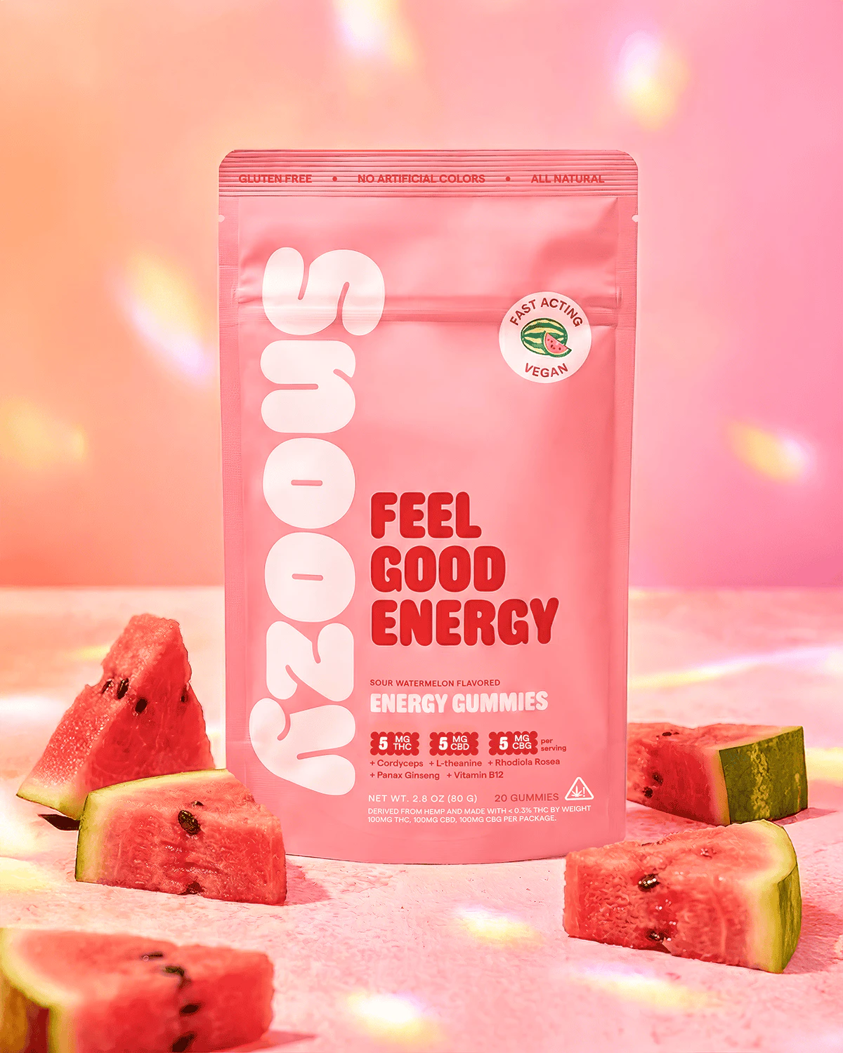 SNOOZY - Feels Good Energy Sour Watermelon Gummies 20pk Main Image