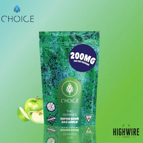 Choice Gummies Super Sour Raz Apple 200mg (Hybrid)