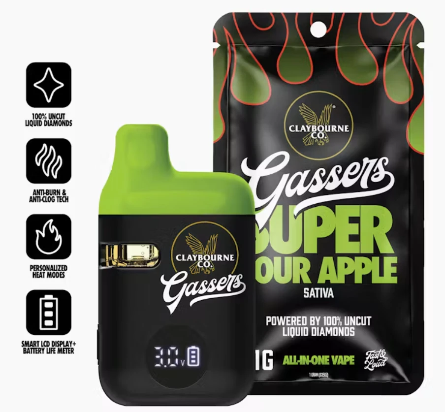 Claybourne Co. - Claybourne | Super Sour Apple (1g) - Gassers All-In-One Liquid Diamonds Vape Main Image