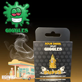 Giggles Puffs Hash Rosin Infused Cart Sour Diesel 1g