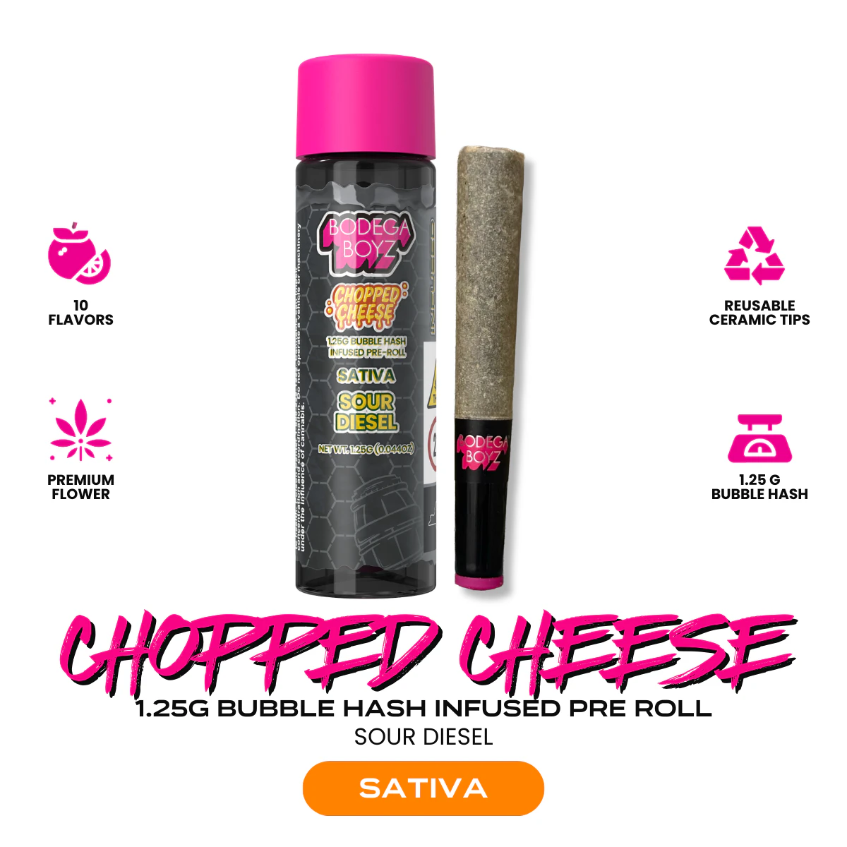 Bodega Boyz - Bodega Boyz Chopped Cheese Sour Diesel Bubble Hash Infused 1.25g Pre-roll Main Image