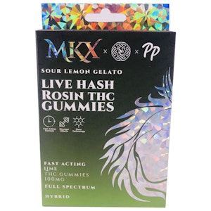 MKX - MKX Gummies - Live Hash Rosin Fast Acting Sour Lemon Gelato - 100mg