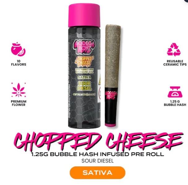 Bodega Boyz - Sour Diesel | Chopped Cheese Bubble Hash Hole Preroll Main Image