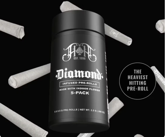Heavy Hitters - Heavy Hitters | Sour Tangie  | Diamond Infused Prerolls | 0.5g x 5pk | Sativa  Main Image