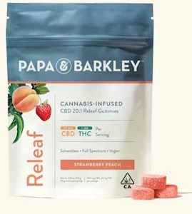 PAPA AND BARKLEY -  [PAPA & BARKLEY] THC Gummies - 100mg - CBD:THC 2:1 Strawberry Peach (H)