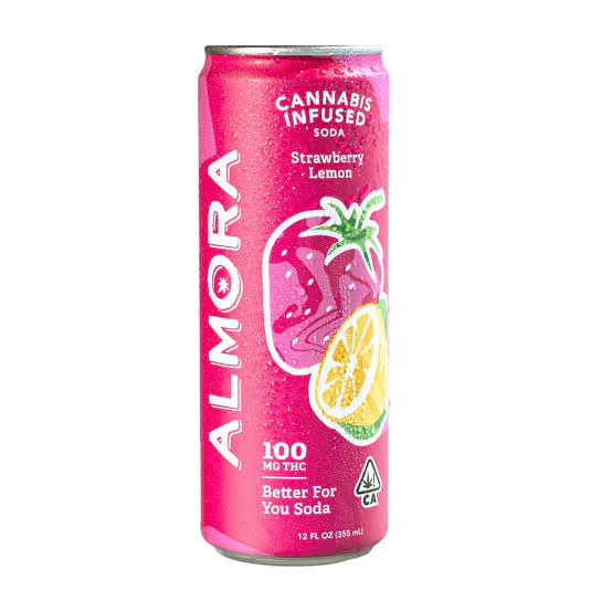 Almora - *PROMO* ALMORA - 12oz 100mg THC Live Resin Prebiotic Soda - Strawberry Lemon Main Image