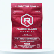 Raiden Labs | Gummies | Static Strawberry | 50mg THC + 250mg CBG | 5 ct