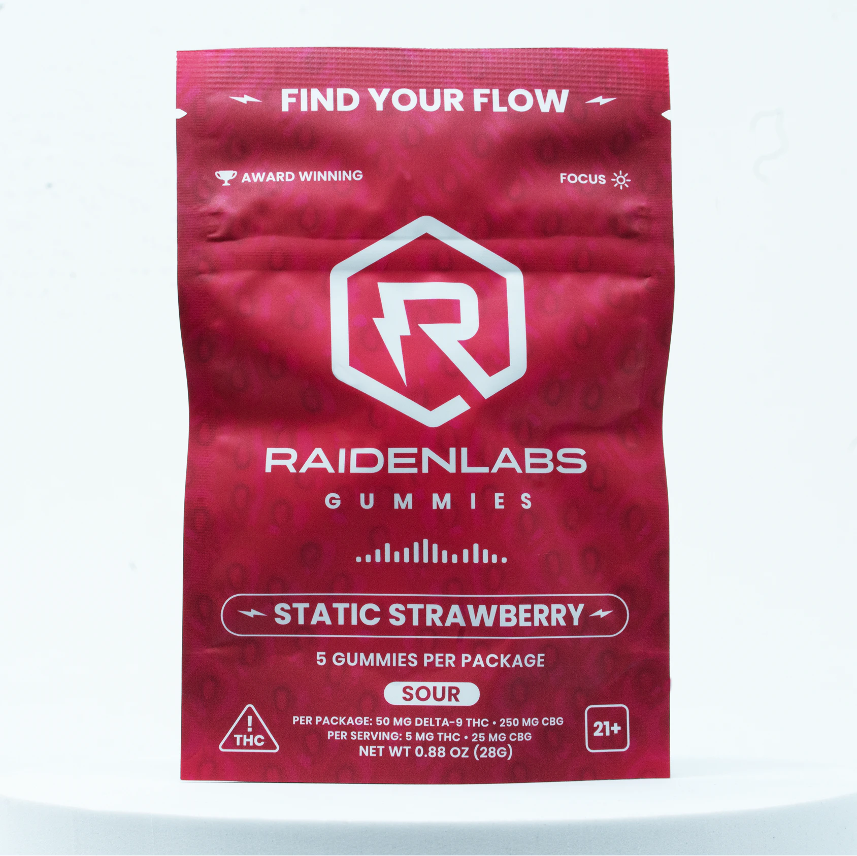 Raiden Labs - Raiden Labs | Gummies | Static Strawberry | 50mg THC + 250mg CBG | 5 ct Main Image