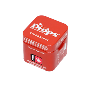 DROPS - Strawberry Singles (Sour Strawberry) (S) | 2pk Lifted 1:4 (2.5mg:10mg CBD:THC) Live Rosin Jellies  | Drops
