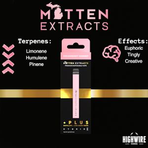 MITTEN EXTRACTS - Mitten Extracts Disposable Strawberry Sherbet Distillate + Live Resin Terps 1g