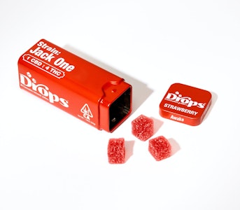 DROPS - Strawberry (Sour Strawberry) - THC/CBG/THCv - Rosin Gummy - 20pc - 50mg