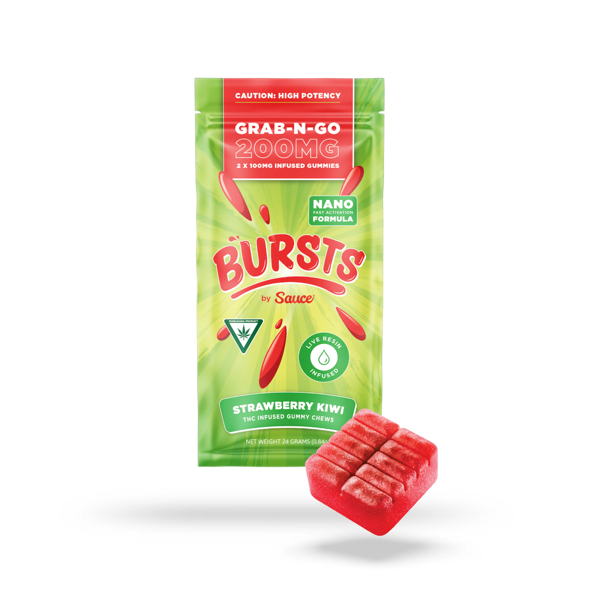 Sauce. - Sauce Bursts - Strawberry Kiwi Live Resin - 200mg Main Image