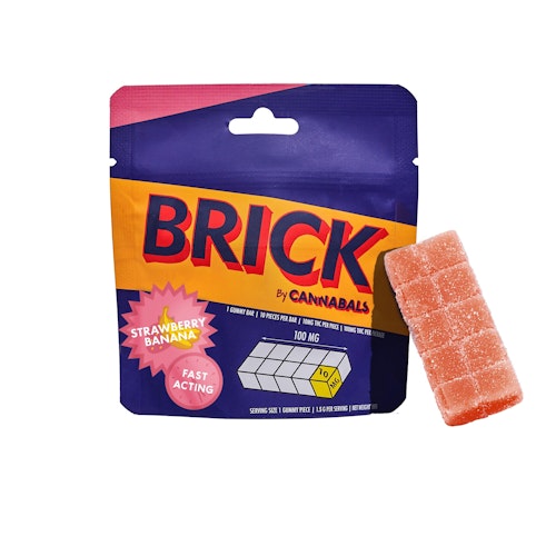 Cannabals - BRICK by Cannabals | Strawberry Banana - Sativa - (Single-Serve Gummy) 100mg THC - e2