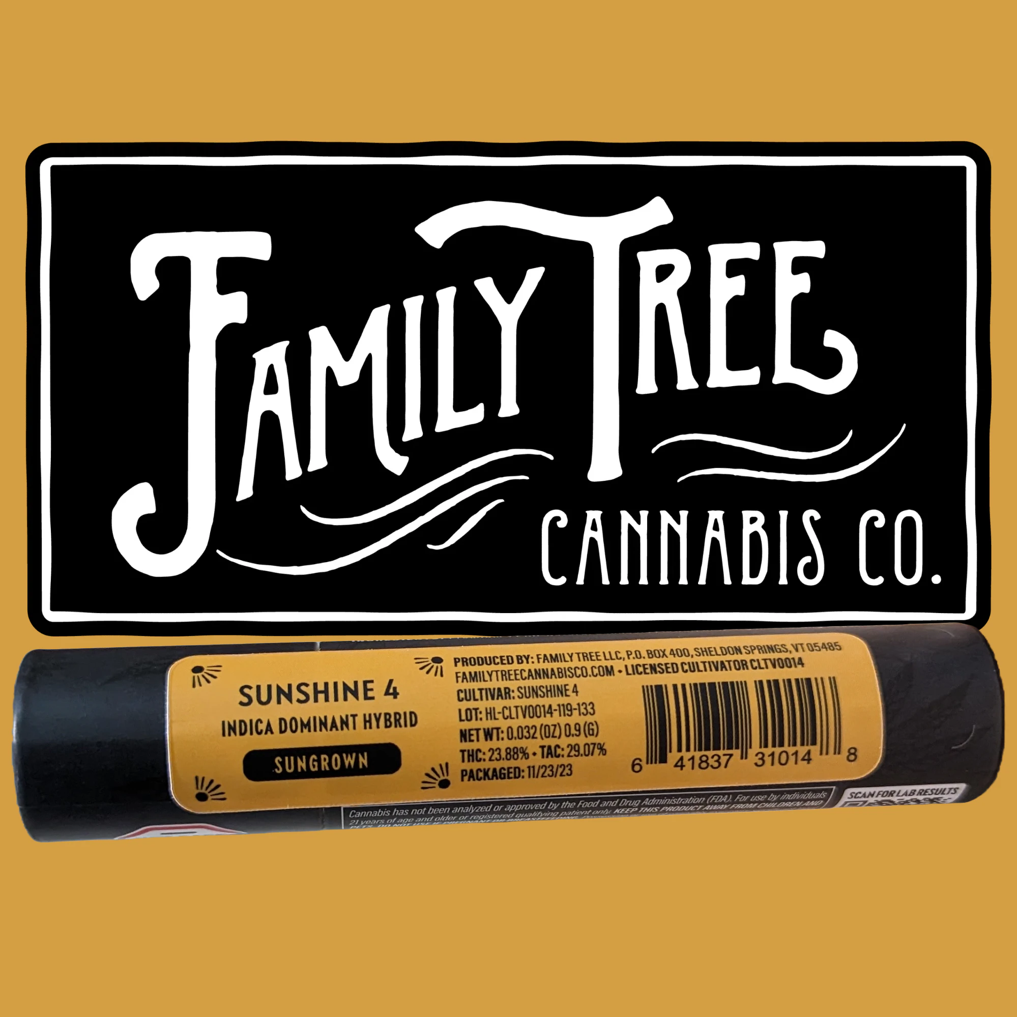Family Tree Cannabis Co. - Family Tree | Sunshine #4 | Indica | 23.88% THC | 0.9G Main Image