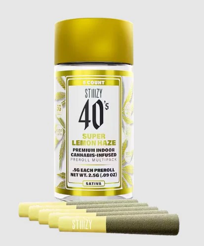STIIIZY - Stiiizy 40's .5g Super Lemon Haze Infused Preroll 5pk  Main Image